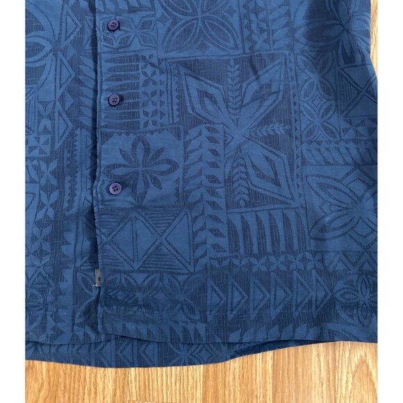 Quiksilver Waterman Collection Shirt Mens Hawaiian Button Up L/G Blue Polynesian - Picture 2 of 8
